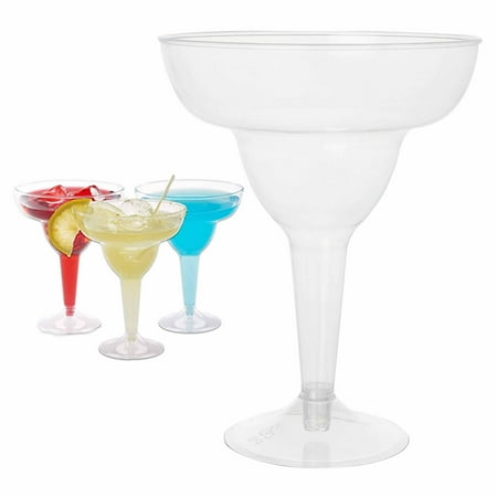 

12 Plastic Margarita Glasses Disposable Flute Wedding Party Wine Daiquiri Glass