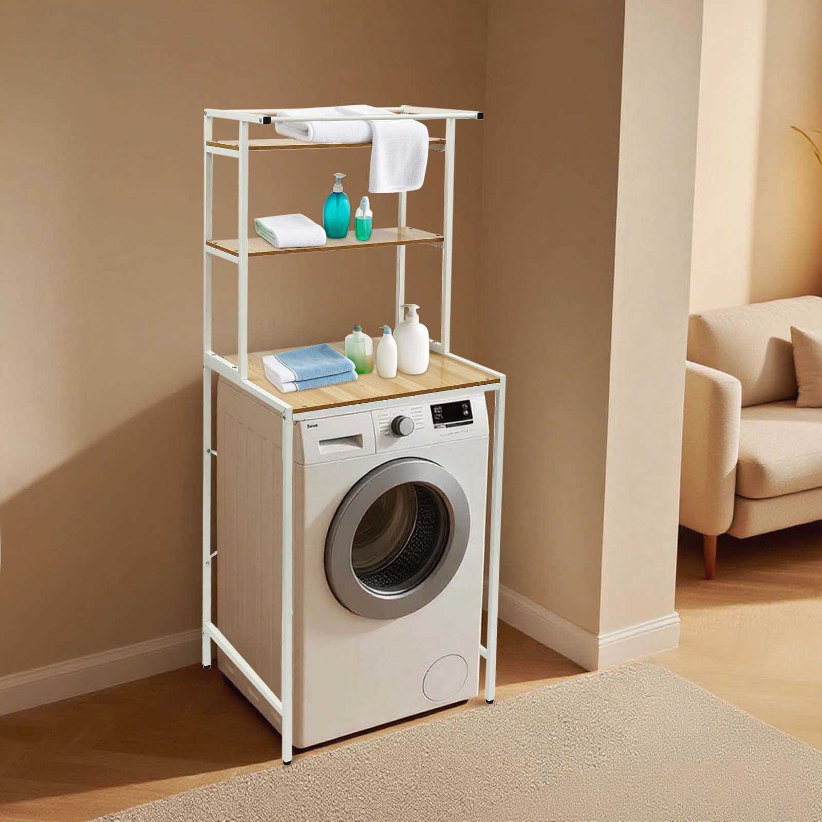 3-Tier Over Washer Dryer Storage Rack, Bathroom Laundry Shelf,Space Saving Organizer Rack for Laundry Room Bathroom Organization