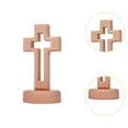 thumbnail image 6 of Standing Catholic Cross Wooden Ornament with Elegant Round Base for Home Shelf Decor and Christmas Parties, 6 of 9