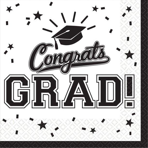 Graduation Beverage Napkins White (36 Count)