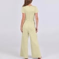 thumbnail image 7 of cfhntfmh Dressy Jumpsuits for Women Summer Loose Short Sleeve Crewneck Outfits Ribbed Knit Wide Leg Flowy Rompers with Pockets, 7 of 7