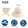 thumbnail image 2 of 56-58cm hat circumference women's lace pearl straw hat and straw bag set summer seaside sunscreen beach hat - Milky white, 2 of 5