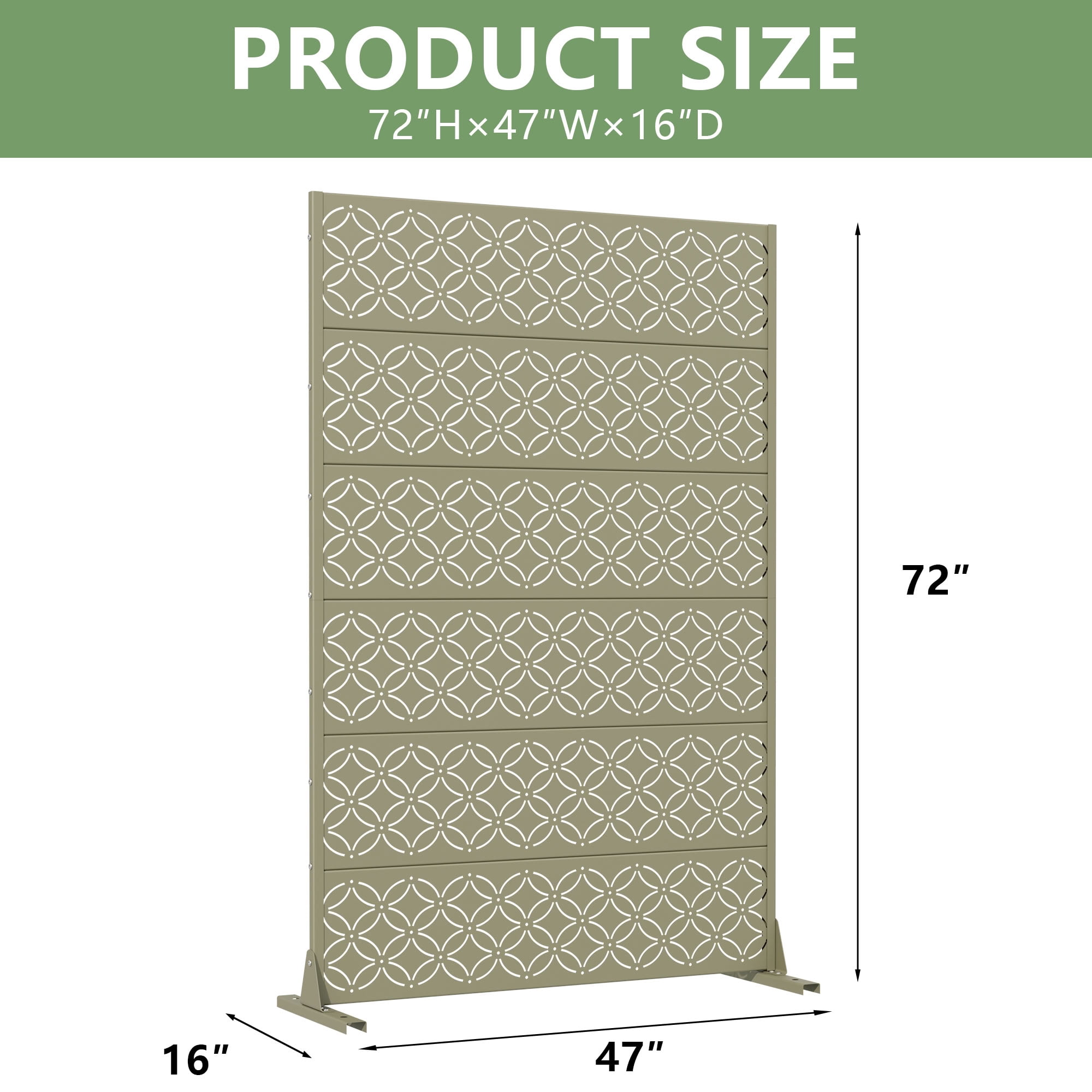 MAYEERTY 72*47in Outdoor Privacy Screen, All Weather Metal Privacy Fence, Privacy Panel for Patio, Balcony, Backyard, Garden