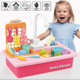 thumbnail image 5 of Kitchen Sink Toy Set,Play Sink with Electric Running Water Dishwasher,Kitchen Pretend Play Toy(Pink), 5 of 5