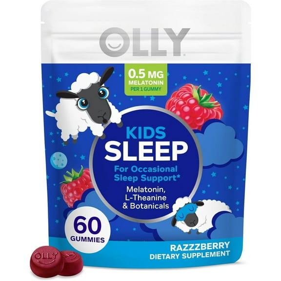 OLLY Kids Sleep Gummy, 0.5mg Melatonin, L Theanine, Sleep Support for Kids, 60 Ct Pouch