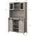 thumbnail image 2 of FOLDLIFE Farmhouse Coffee Bar Cabinet, Sliding Barn Door Buffet with Storage Shelves, Liquor Cabinet with Wine and Glass Rack, Sideboard Cupboard for Kitchen and Dining Room, Grey, 2 of 6
