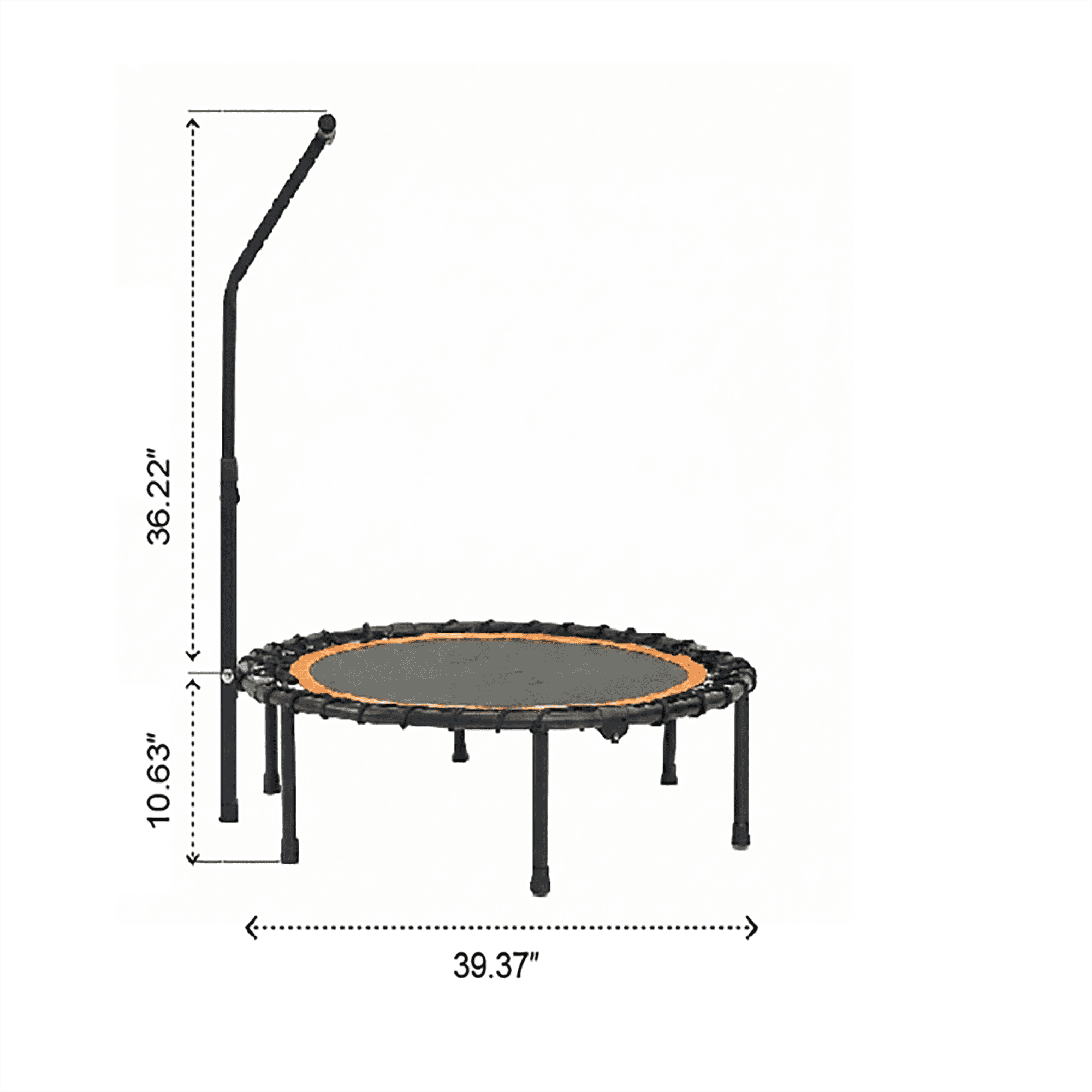 Mersco 40'' Foldable Mini Sports trampoline,450LBS  Rebounder Trampoline for Home Gym,Cardio & Strength Training,Fitness Trampoline with Adjustable Handle, Stable & Quiet, Indoor Outdoor, Black