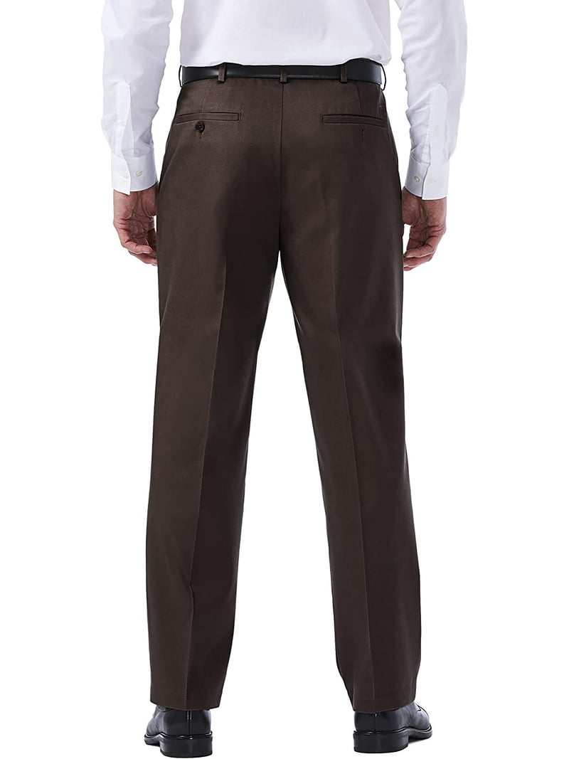 Mens Haggar Premium No-Iron Khaki Stretch Classic-Fit Flat-Front