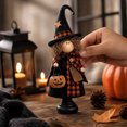 thumbnail image 4 of Halloween Witch Figurine,8 Inch Plaid Outfit Witch with Pumpkin Decor Desk Statue,Cute Holiday Table Centerpiece Decor,Women's Festival Gifts, 4 of 6