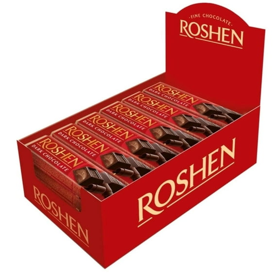 Roshen Sweet Dark Chocolate Bar with Fondant Filling Pack of 30 (1.51 oz/43 grams)