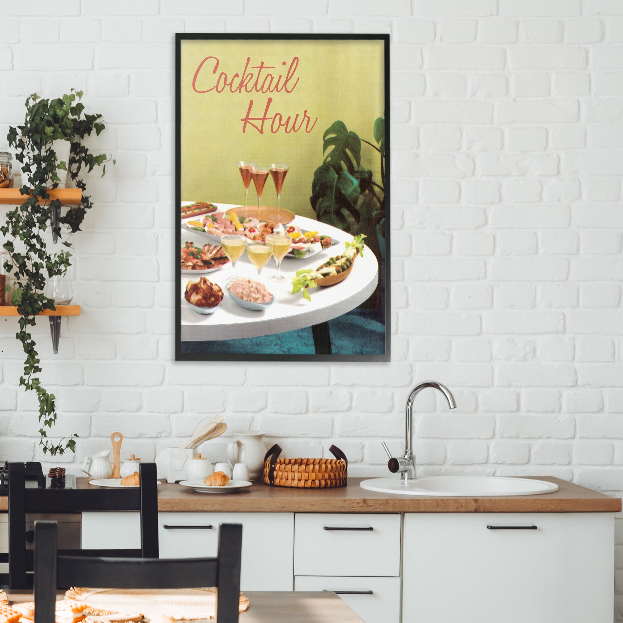Stupell Industries Cocktail Hour Table Spread Black Framed Giclee Art, design by Tim Wright