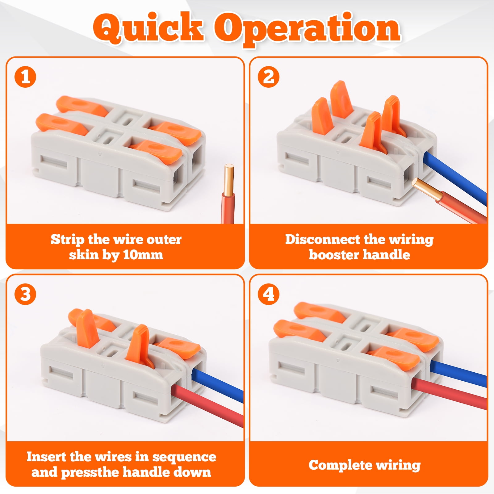 Tmwefusc 200Pcs Lever Wire Connectors Kit for 24-12AWG Quick Connect Inline Electrical Wiring Terminal for Home Lighting Sockets