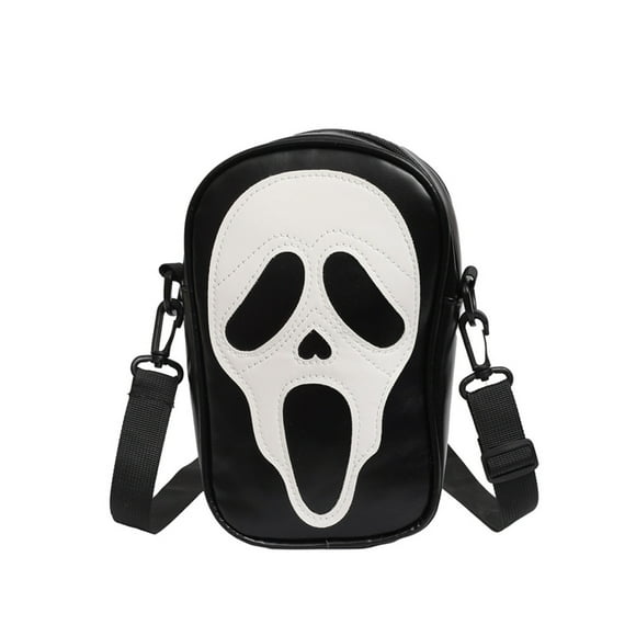 Bolso bandolera para hombre y mujer, divertido bolso de hombro con diseño de calavera fantasma, bolso bandolera de piel sintética para teléfono móvil