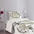 thumbnail image 3 of Ambesonne Floral Quilted Bedspread Set 2 Pcs, Eagle Emblem Victorian, Twin Size, Tan White, 3 of 5