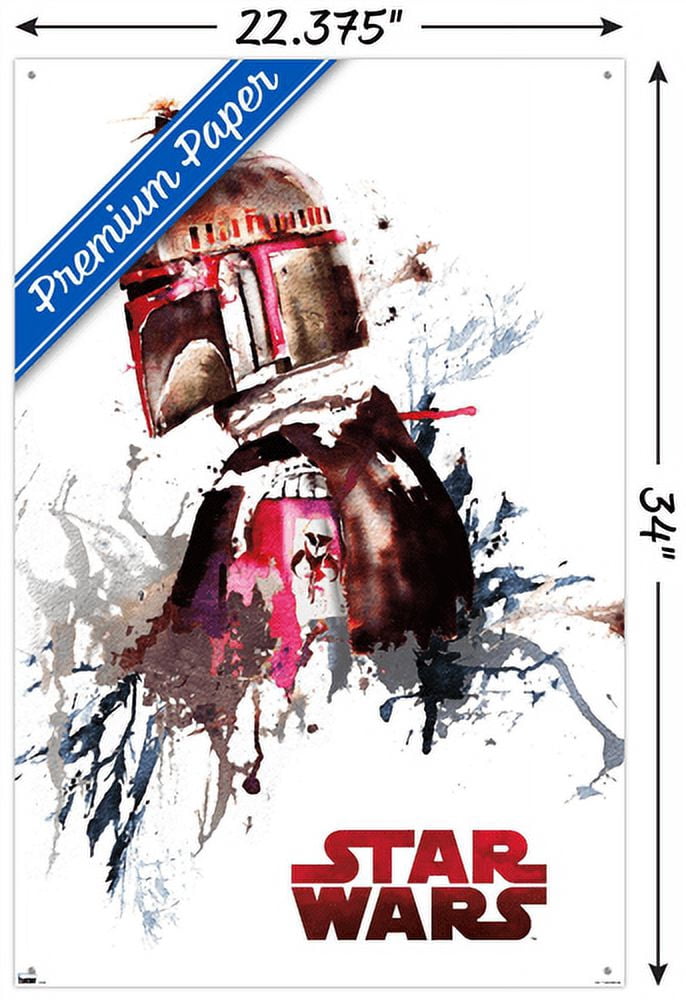 Star Wars: Original Trilogy - Boba Fett Watercolor Wall Poster with Pushpins, 22.375" x 34"