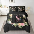 thumbnail image 2 of Homewish Cartoon Letter S Twin Bedding Sets 7-Piece for Teen, Romantic Pink Rose Flower Bedding Comforter Set, Dreamy Butterfly Reversible Sheet Sets, Breathable Home Decor, 2 of 7