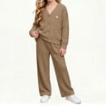thumbnail image 6 of BXJX Girls Knit Outfit Sets, Button Down Long Sleeve V Neck 2 PC Cardigans & Wide Leg Pants Sets Brown Size 9-10 T, 6 of 9