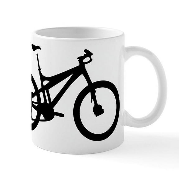 CafePress - Black Mountain Bike Bicycle Mug - 11 oz Ceramic Mug - Novelty Coffee Tea Cup