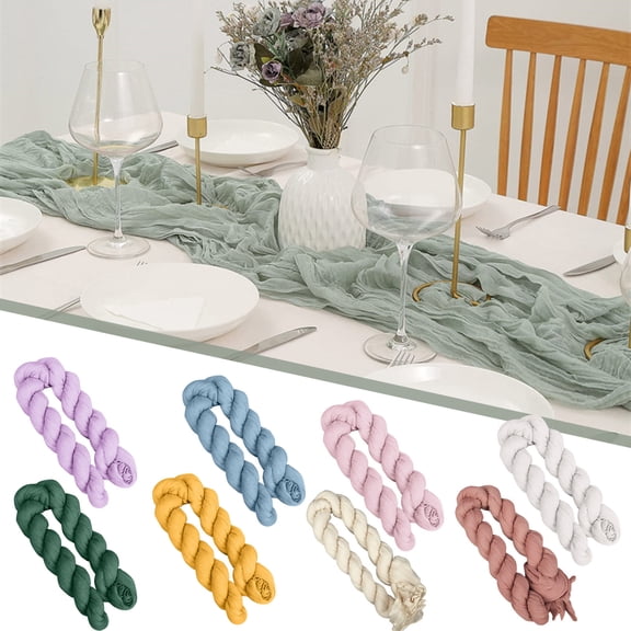 Bohemian Cheesecloth Table Runner Gauze Mesh Tablecloth for Wedding Reception Bridal Shower Birthday Party Romantic Rustic Farmhouse Decor, 118x36 Inch