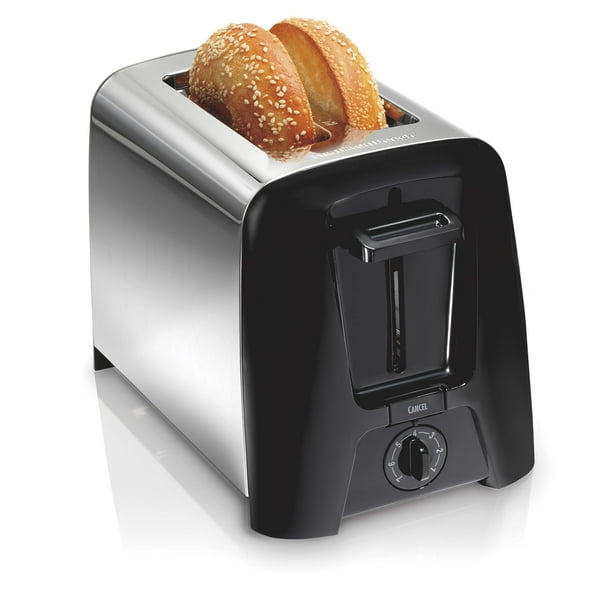 Hamilton Beach Tostadora de 2 rebanadas con ranuras extra anchas, selector de tono, apagado automático, botón de cancelación y potenciador de tostado, negro