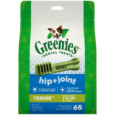 Greenies Hip and Joint Teenie Dental Dog Treats, 18 oz. Pack (65 Treats)