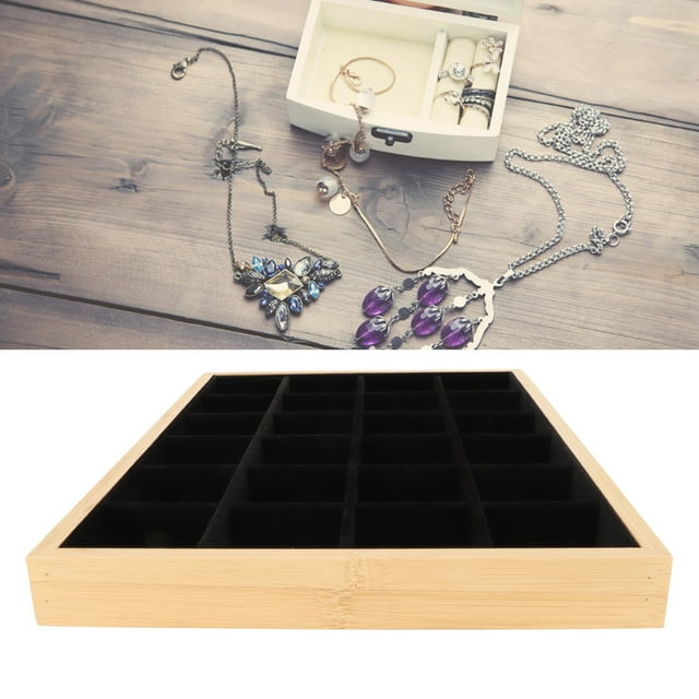 24 Grids Jewelry Organizer Tray Stackable Velvet Jewelry Trays Drawer Inserts Earring Organizer For Women Girls Jewelry Storage Display Case For Rings Earring Necklaces