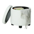thumbnail image 2 of Designs4Comfort Round Storage Ottoman with Reversible Tray Lid, Ivory Faux Leather, 2 of 2