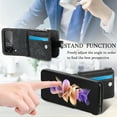thumbnail image 6 of Zipper Back Wallet Case for Samsung Galaxy Z Flip 4, Detachable Card Slots Pocket Magnetic Classic Cover with Kickstand Soft Silicone Shockproof Anti-Scratches Folding Case, Black, 6 of 7