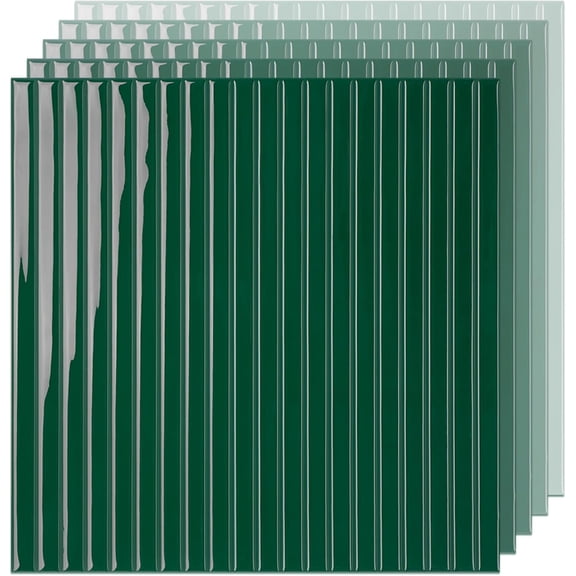 Select 5 Pack Peel and Stick Backsplash Tiles, Vinyl Self Adhesive Back Splash Stick OnTiles for Kitchen & Bathroom, Linear Design 12” x 12” Wall Tiles, Black