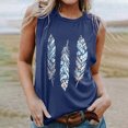 thumbnail image 2 of Womens Tank Tops Summer Sleeveless Shirts Fashion Graphic Feather Printed Tunic Loose Fit Vest Tops Holiday Shirts, 2 of 6