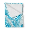 thumbnail image 2 of Leaf Soft Flannel Fleece Throw Blanket, Miami Tropical Aquatic Palm Leaves Exotic Colors Modern Summer Beach, Cozy Plush for Indoor and Outdoor Use, 50" x 60", Turquoise Aqua Blue, by Ambesonne, 2 of 5