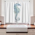 thumbnail image 2 of Ambesonne Ocean Kitchen Curtains, Painbrush Photo Seahorse, 55"x45", Pale Blue Green, 2 of 3