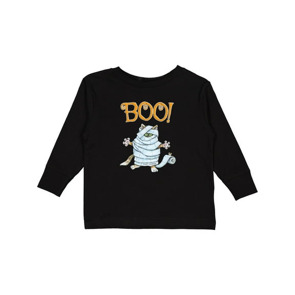 Inktastic Boo with Mummy Cat Boys or Girls Long Sleeve Toddler T-Shirt