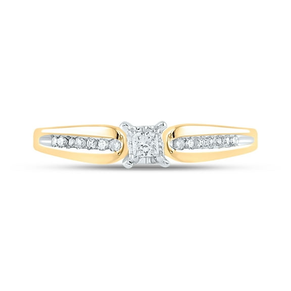 10K Yellow Gold Womens Princess Diamond Solitaire Promise Ring 1/6 Cttw, Womens Size: 5-10