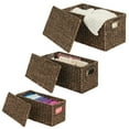 thumbnail image 6 of mDesign Woven Seagrass Home Storage Basket with Lid, Set of 3 - Brown Finish, 6 of 8