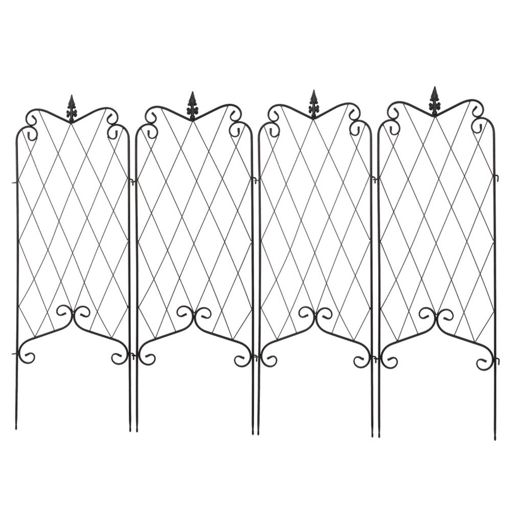 4pcs Garden Trellis Free Standing Backyard Pergola Iron Frame Climbing