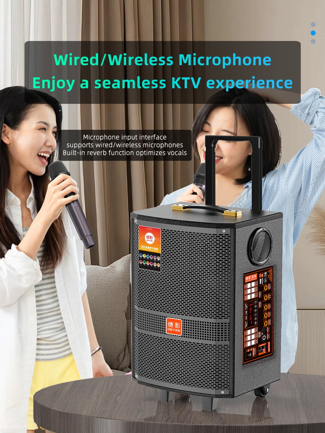Deyes-Q9Professional Karaoke Party Speaker Pull Rod Shock Large Body 8-inch High-power Multi-functional Portable Outdoor Speaker