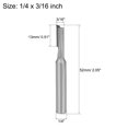 thumbnail image 2 of Fresa 1/4 Vástago 3/16" Diámetro de Corte Recto Flute Carburo para Carpintería y Fresado, 2 of 5