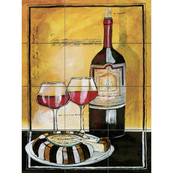 Tile Mural Kitchen Backsplash - Wine Notes II-JG - by Jennifer Garant