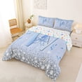 thumbnail image 2 of Erosebridal Blue Sparkle Sequins Print Full Size Comforter Sets for Girls, Monogrammed W Bedding Sets, Colorful Stars Reversible 3-Piece, 1 Comforter and 2 Pillowcases, 2 of 6