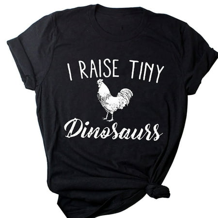 

TZNBGO Women s Tunic Tops Women Crewneck Chickens Printed Casual Tops Pullover Short Sleeve T-Shirt I Raise Tiny Dinosauss Chick Top T-Shirt Black Xxl Corset Tops For Women Teen Tops Gym49142