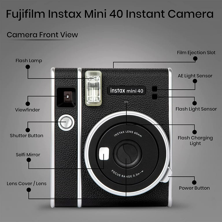Fujifilm Instax Mini 40 Instant Film Camera Bundle with Instax Color Film  Twin Pack (20 Exposures) (2 Items) 