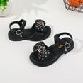 thumbnail image 5 of LUOGENLI Slippers Girls Slippers Size 13-1 Big Kid Children Shoes Thick Heel Sandals Open Toe Fashion Cute Pearl Lace Princess Sandals Girls Slippers Size 10-12 Slippers for Girls Size 4-6 Black 28, 5 of 7