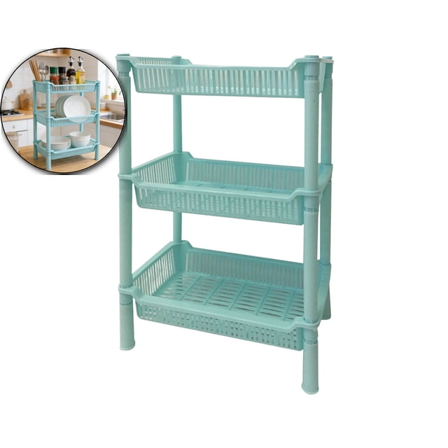 Rectangular 3-Tier Storage Rack, Plastic Storage Shelves, Storage Shelf Organizer for Home, Garage, Basement, Laundry, Utility Room