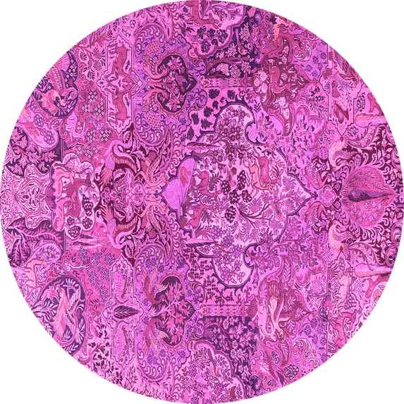 Ahgly Company Indoor Round Persian Pink Traditional Area Rugs, 7' Round