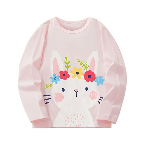 uikmnh Cute Sweatshirts Girls Long Sleeve T Shirt Winter Cute Bunny Print Casual Round Neck Top Soft Comfortable Kids Tee for Toddler and Little Girls Size:7-8 Years