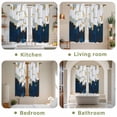 thumbnail image 6 of Blue White Kitchen Curtains, Gold Graffiti Painting Art Retro Country Light Filtering Window Curtain Panels, 2Pcs Rod Pocket Window Treatments Set for Living Room Bathroom Bedroom 42x63 Inches, 6 of 9