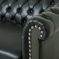 thumbnail image 6 of EUROCO 78.75" Larger Retro Style Loveseat Couch Sofa, PU 3-Seat Sofa, Love Seat Furniture with Wooden Legs, Pull-Tab Backrest and Rivet Detailing for Living Room and Study, Black, 6 of 8
