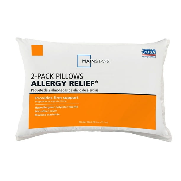 Mainstays Allergy Relief Hypoallergenic Single and 2 Pack Polyester