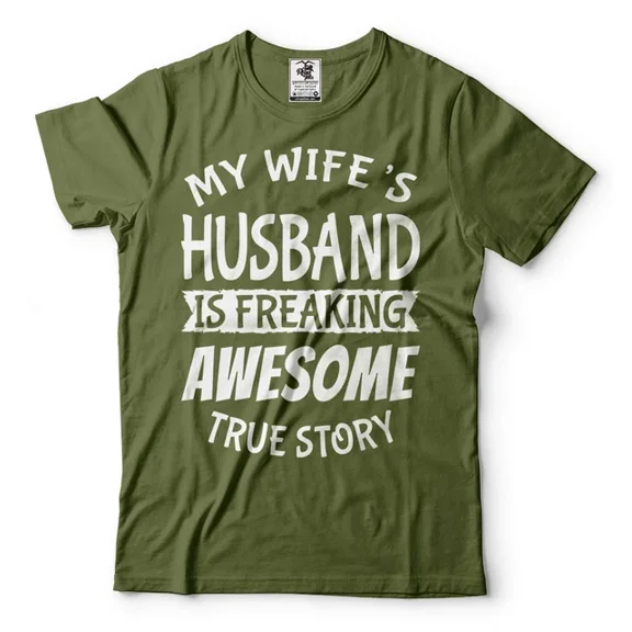 Mens My Wife'S Husband Is Freaking Awesome Shirt Funny Husband Shirt Hubby Tee Unisex S-5XL Hot Trending Shirt, Vintage Birthday Gift